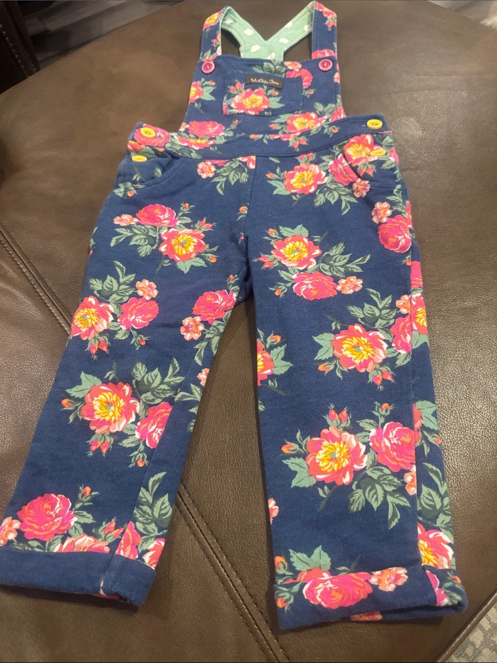 Matilda Jane Navy Floral Overalls with Pink & Yellow Blooms